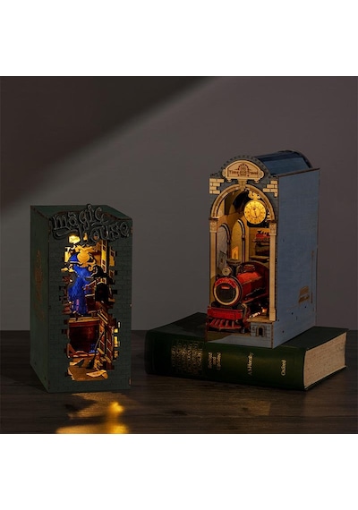 Rolife Tgb03 Magic House Kitap Köşesi Book Nook Dıy Minyatür Maket Model Seti Mini Dollhouse 3d Model Kit Detaylı Dekoratif Hobi Seti 3d Puzzle Tiny House