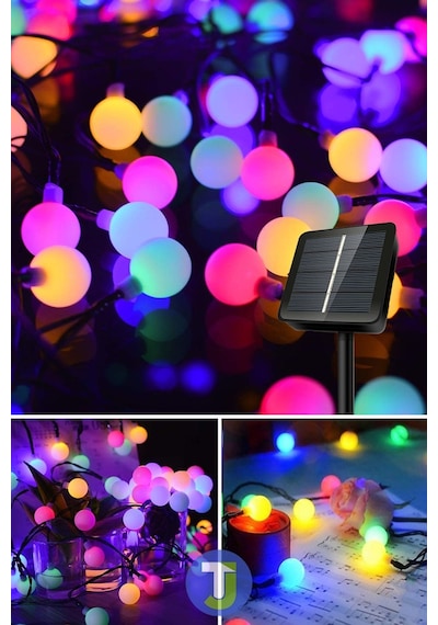 Technojet 30 Led 5m Renkli Solar Led Işık Güneş Enerjili Bahçe Teras Balkon Ağaç Lambası Aydınlatma Renkli