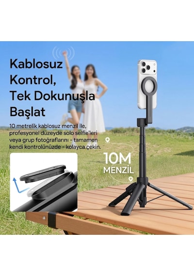 Ulanzi Sk26 113cm Manyetik 2'si 1 Arada Selfie Monopod Tripod Siyah - S014