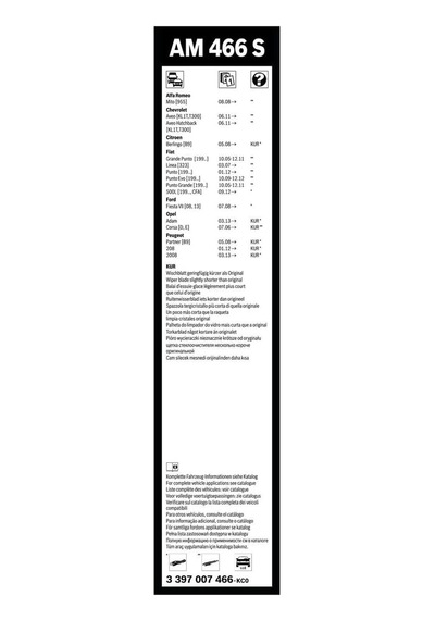 Aerotwin Silecek Seti - 650/380 Mm Chevrolet Aveo 2011-2017 Kl1t,t300 Am466s