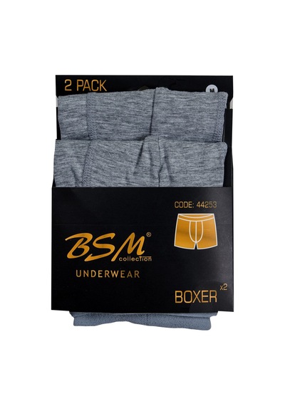 Bsm Erkek 2'li Koyu Gri Pamuklu Lastik Bel Strech Boxer Koyu Gri