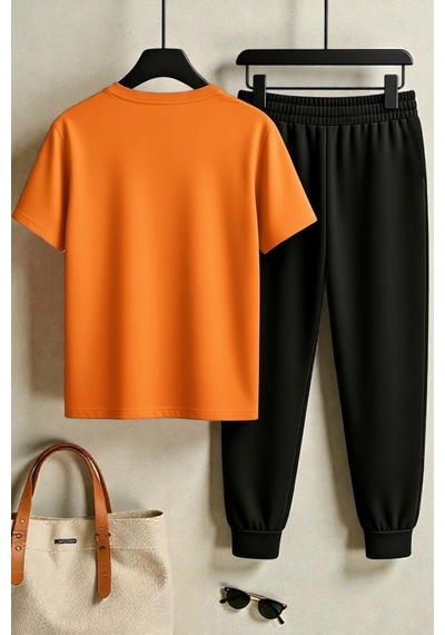 Uyguntarz Unisex Its Okay To Tasarım Baskılı Tişört - 2'li Eşofman Takımı Turuncu Uyguntarz Unisex Its Okay To Tasarım Baskılı Tişört - 2'li Eşofman Takımı Turuncu