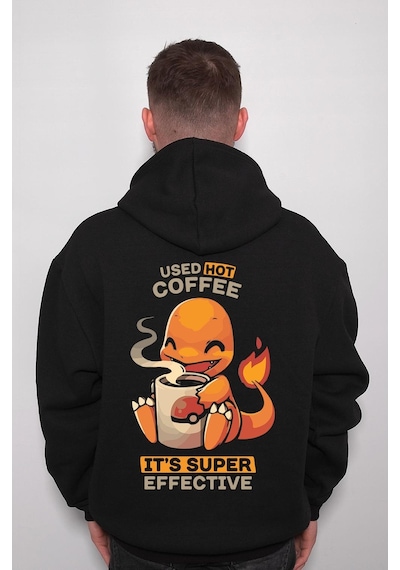 Pokemon Charizard Çalizart Used Hot Coffee It's Super Effective Sweatshirt Unisex Kapüşonlu Hoodie 001