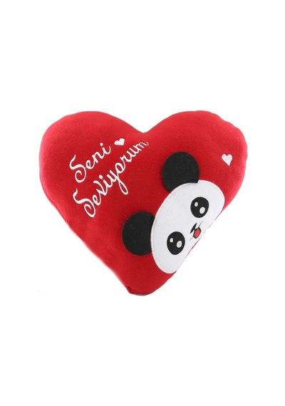 Kalp Yastık Panda Desenli Seni Seviyorum Yastık
