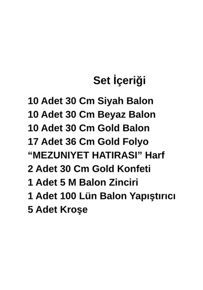 2 Adet Gold Konfeti Hediyeli Mezuniyet Hatırası Gold Folyo Harf Beyaz Siyah Gold Balon Süsleme Altın - Beyaz