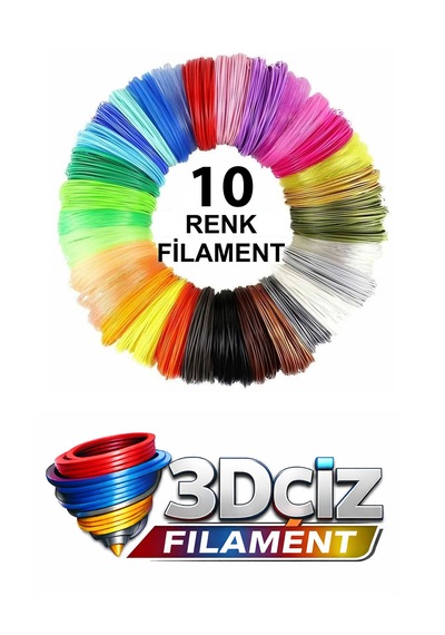 Pla 3d Kalem Filament Pla 10 Renk 10x1 Metre 10 Metre Pla Filament