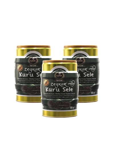 Zeykur Zeytinleri Diyet Light Tuzsuz Kuru Sele Siyah Zeytin 3 x 900 G