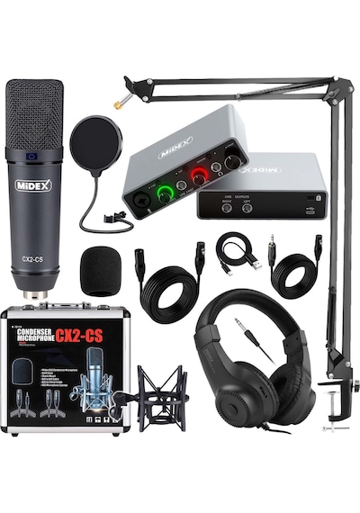 Exclusive Paket-1 CX2 Mikrofon GLX-700GR Ses Kartı Stüdyo Kayıt Seti