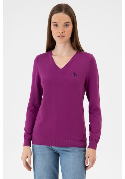 U.S. Polo Assn. Kadın Violet V Yaka Basic Kazak 50313590-VR203