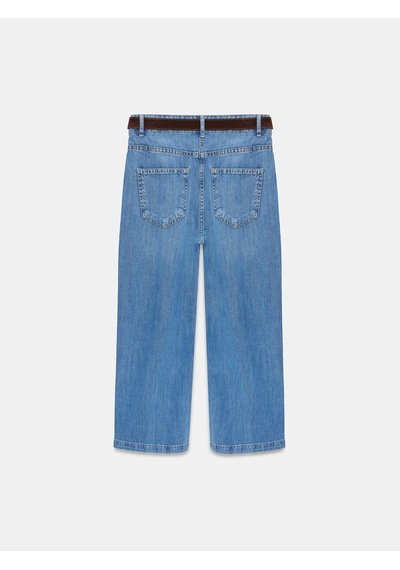 Dilvin 72298 Kemerli Geniş Paça Jean-mavi Mavi