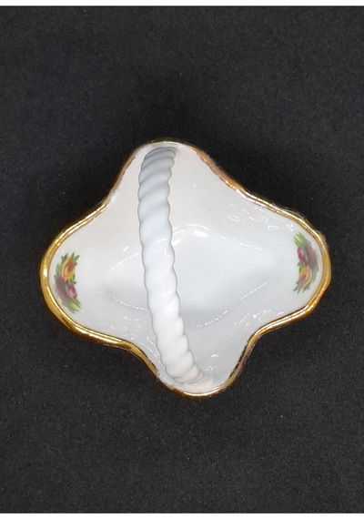 Old Country Roses Bone China Antika Porselen Örgülü Mini Sepet 6x7 Cm Sarı