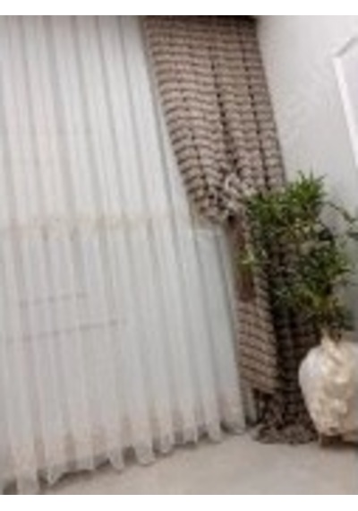 Nivemeshome 2572 Eylülzade Gold Detay 1/3 Pileli Tül Perde Apm Ekru
