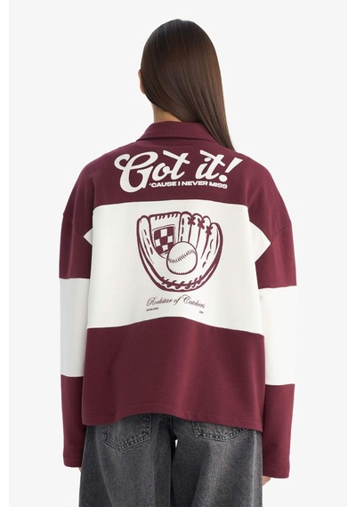 Defacto Coool Regular Fit Polo Yaka Sırt Baskılı Sweatshirt G3882ax25wnbr115 Bordo-br115 Defacto Coool Regular Fit Polo Yaka Sırt Baskılı Sweatshirt G3882ax25wnbr115 Bordo-br115