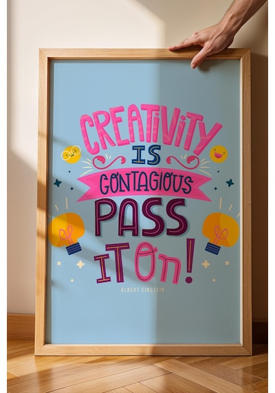 Creativity İs Contagious Pass It On Çerçeveli Tablo - Yaratıcılık Bulaşıcıdır Motivasyon Poster Tablo