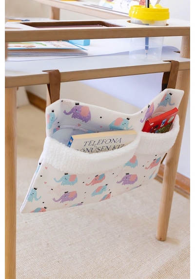 Pratik Askılı Organizer Bebek Arabası Beşik Kenar Fluffy Organizer Elephant
