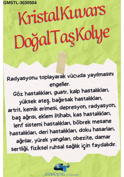 Sertifikalı Kristal Kuvars Orijinal Doğal Taş Tımbıl Kolye Çok REnkli
