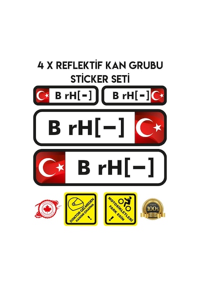 TR B rH - Reflektif Kan Grubu Seti Sticker Çınar Extreme