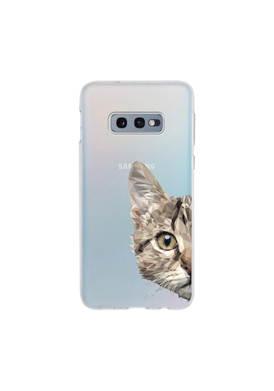 Samsung Galaxy Uyumlu S10e Kapak Catface Tasarımlı Şeffaf Silikon Kılıf Şeffaf