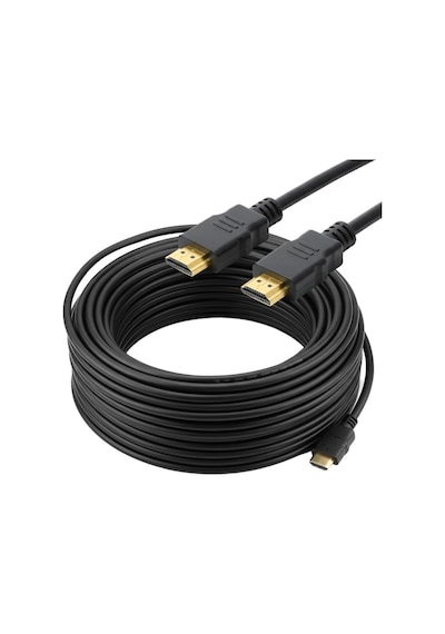Powermaster Plastik Düz Siyah Hdmı Kablo 25 Metre Gold 48 Gbps Hız