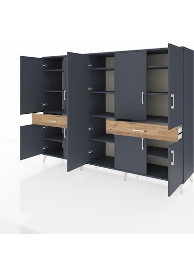 Hyperion Dolap 12 Raflı 2 Çekmeceli 8 Kapaklı 220x44x163 Antrasit Antrasit-antrasit/çam Hyperion Dolap 12 Raflı 2 Çekmeceli 8 Kapaklı 220x44x163 Antrasit Antrasit-antrasit/çam