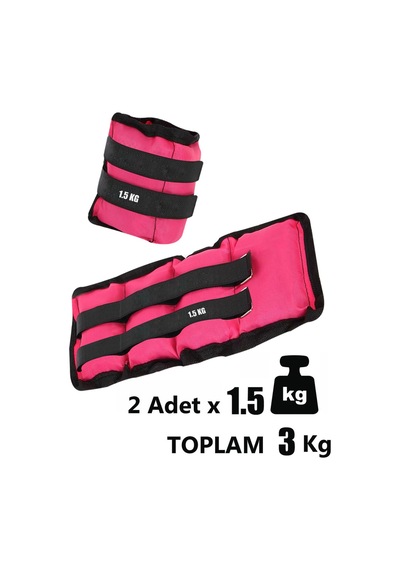 1,5 Kg X 2 Adet Pembe El Ayak Bileği Ağırlığı + Atlama İpi Pembe