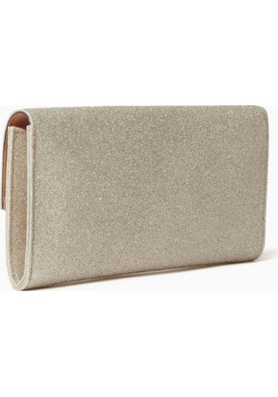 Jimmy Choo Simli Kumaştan Emmie Clutch Çanta, Işıltılı & Zarif El Çantası Altın