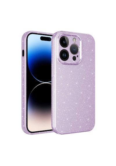 Effox Apple Uyumlu iPhone 14 Pro Kamera Korumalı Simli Lüks Koton Kılıf-lila Lila