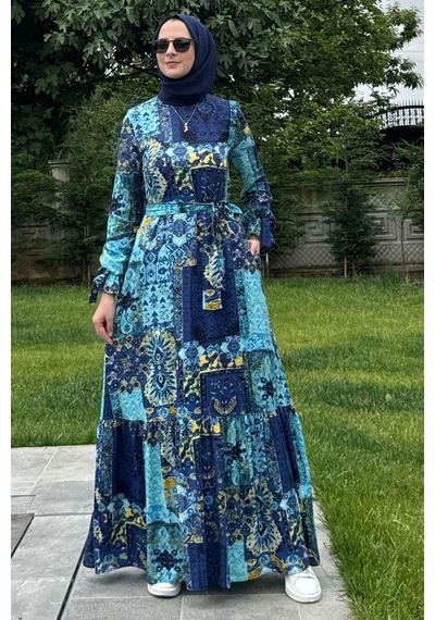 Rabia Şamlı Nehir Elbise Saks Normal