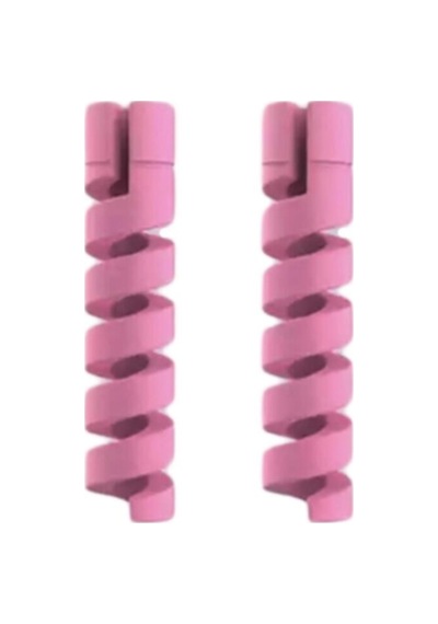Micro Usb - Type C - Iphone Lightning Kablo Spiral Kablo Koruyucu Pembe 2 Adet