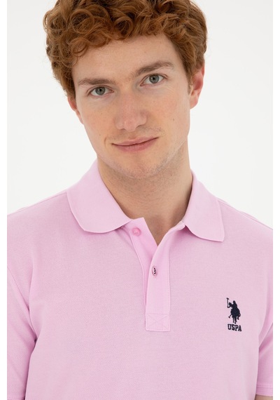 U.S. Polo Assn. Erkek Slim Fit Polo Yaka Pembe Basic Tişört 50279613-VR041