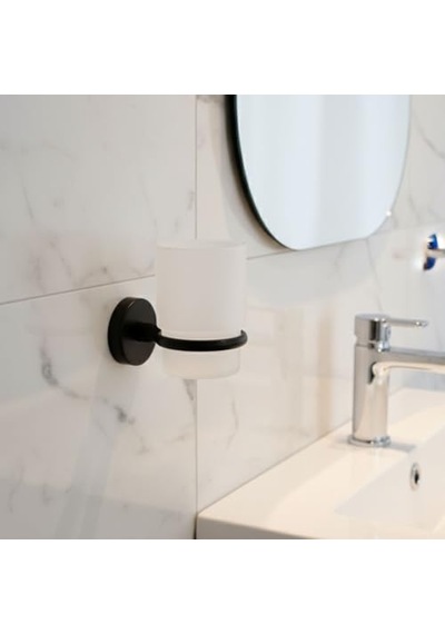 Tr Diş Fırçalık Plastik Hazneli Banyo Wc Duvara Monte Vidalı Dübel Dahil Siyah Tekli Aksesuar Diğer