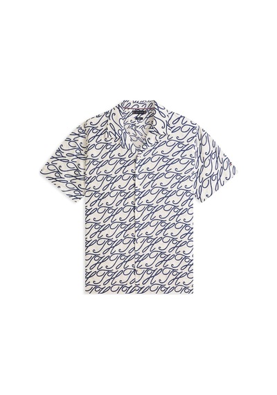 Tommy Hilfiger Keten Gömlek Camp Collar Ss-16275 0k4 Ecru / Allover