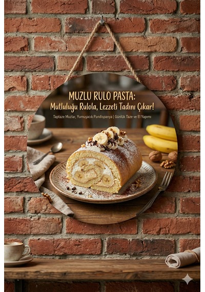 Muzlu Rulo Pasta Temalı Tatlıcılar Pastaneler Restoranlar İçin Ahşap Duvar Kapı Dekoratif Süs Tablo 2