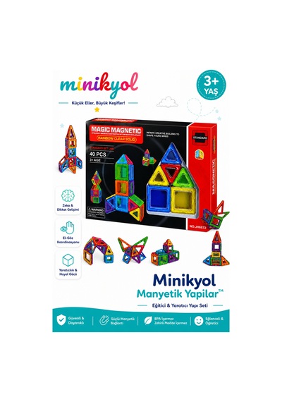 Manyetik Yapılar 40 Parça Eğitici Yaratıcı Yapı Seti 2d 3d İnşa Oyuncağı