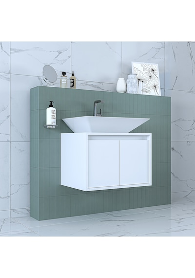 Banos Banyo Roomart Ld7 65 Cm Ayaksız 2 Kapaklı Lavabolu Mat Beya Mat Beyaz