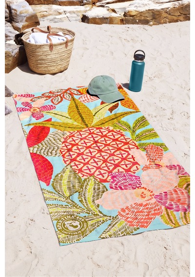 Ananas Tropikal Çiçekli Plaj Havlusu-bohem Akdeniz Renkli Havuz Deniz Hızlı Kuruyan Mikrofiber Havlu Yağmur Tozu