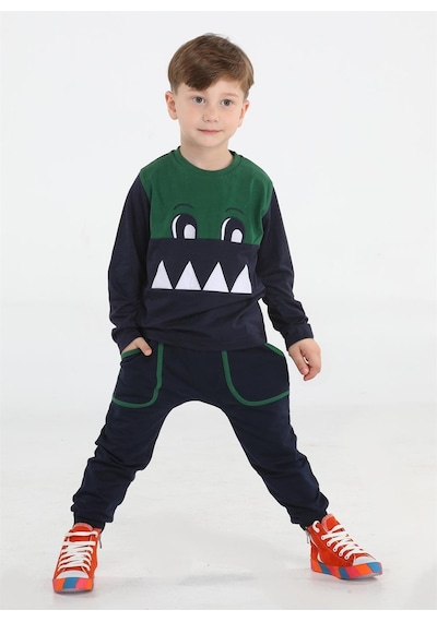 Casabony Timsah Cepli Baggy Pantolon + T-shirt Takım-yeşil - Laci Lacivert - Yeşil