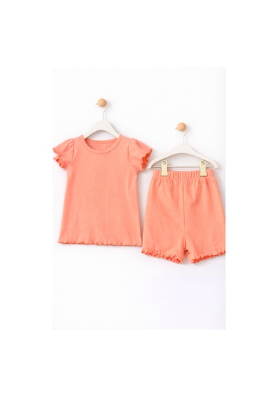 For My Baby Fitilli Kumaş 2 Li Kız Bebek Takım Şortlu Yazlık Pembe3