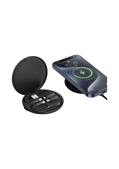 Kablosuz Şarj Cihazı Ve Dönüştürücü Kit, 15w Kablosuz Çıkış, Usb-c Pd Ve Qc3.0 Destekli, Usb To Type-c, Ligh