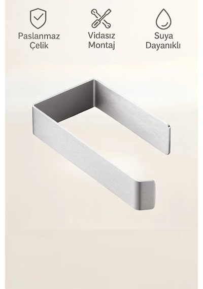 Paslanmaz Çelik Yapışkanlı Havlu & Tuvalet Kağıdı Askılığı Seti Delmeden Montaj Neme Dayanıklı Metal