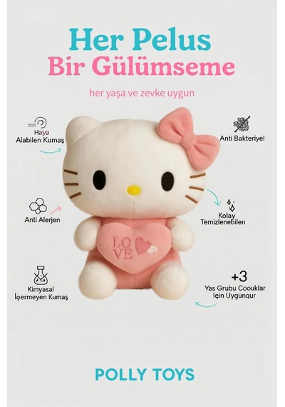 Hello Kitty Peluş Oyuncak 35cm - Sevimli & Yumuşacık Açık Pembe