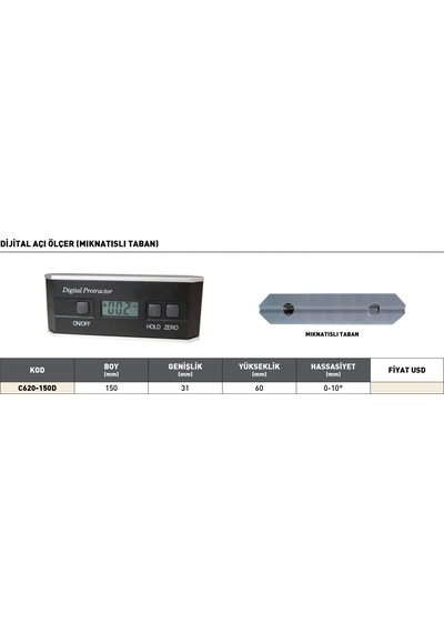 Fett 150mm Pld Mıknatıs Tabanlı Dijital Açı Ölçer