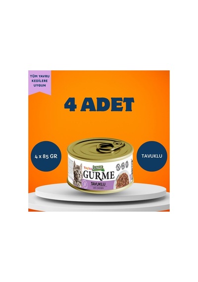 Gurme Soslu Tavuklu Yavru Kedi Yaş Maması 4 X 85 Gr