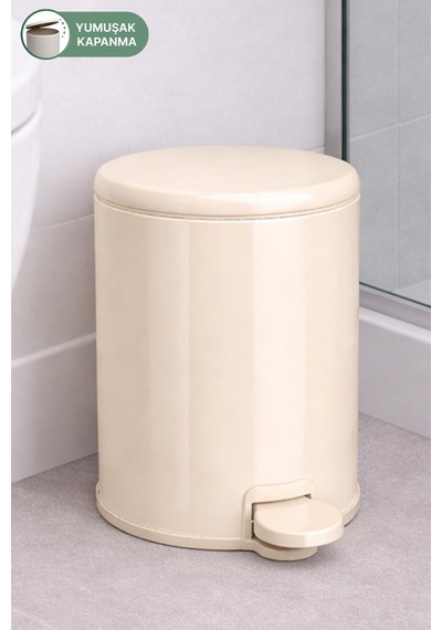 Cigo 3 Lt Banyo Mutfak Ofis Çelik Çöp Kovası - Bej