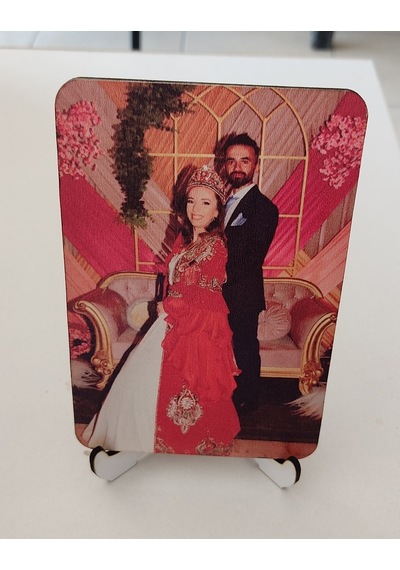 Ahşap Süblimasyon Fotoğraf Baskılı Ayaklı Masa Süsü 15X10Cm