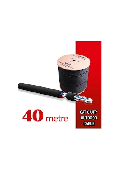 Qport Yüksek Bakır UTP 23AWG Dış Ortam Cat6 Outdoor Kablo 0.58 MM 40 M
