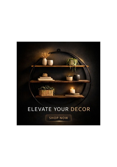 Luxury Wood 3 Katlı Metal Ahşap Çok Amaçlı Dekoratif Duvar Rafı 56x12cm Kahverengi