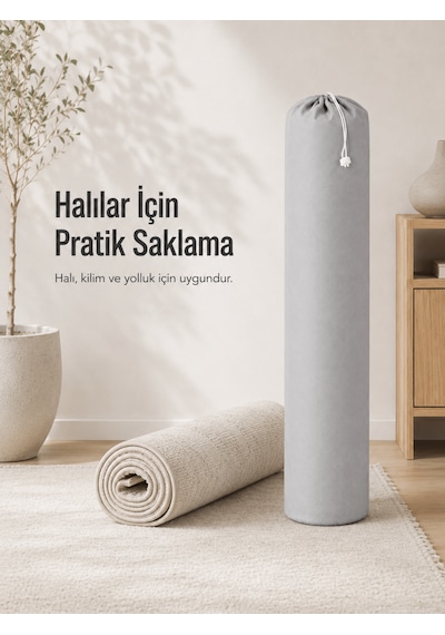 Beylini 40x185 Halı Hurcu 4m2 Lastikli Nefes Alabilir Kokmaz Tela Lastikli Halı Kılıfı Poşeti Ambalajı Taşınma Yastık Saklama Torbası Gri 2 Adet
