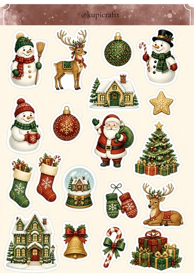 Yılbaşı Temalı Sticker Set - Yeniyıl-christmas-noel Temalı Etiket Seti - Ajanda Scrapbook Journal Pl 0