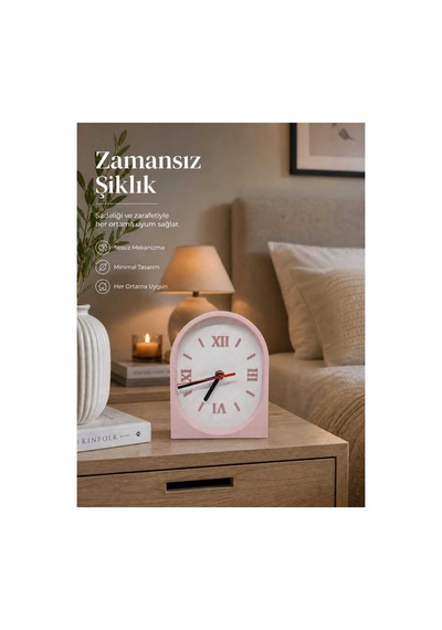 Modern Dekoratif Şık Masa Saati Çift Taraflı Çerçeve Ve Saat Pembe Pembe
